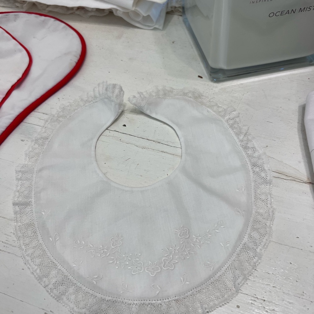 Classic White Lace Trim Bib